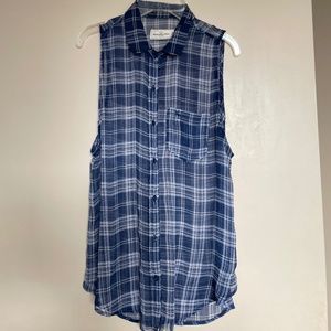 Abercrombie & Fitch sheer plaid button tank